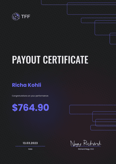 Click to Enlarge

Name: Richa Kohli - TFF - $764.90 Payout Certificate (1).png
Size: 119 KB